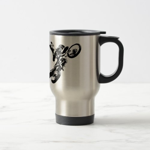 Black White Pop Art Motocross Motorcyle Sport Travel Mug