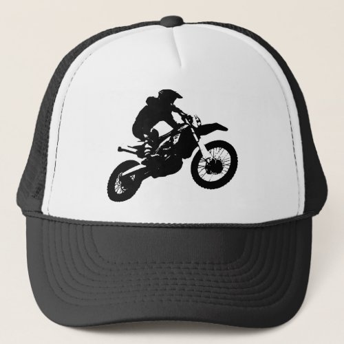 Black White Pop Art Motocross Motorcyle Sport Trucker Hat