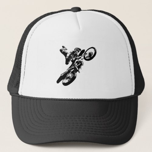 Black White Pop Art Motocross Motorcyle Sport Trucker Hat