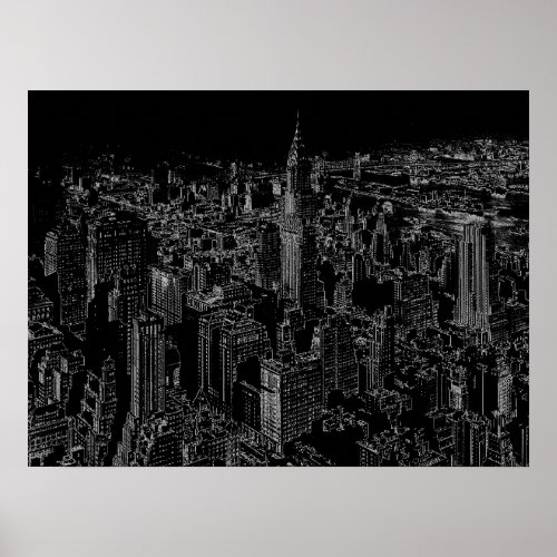 Black  White Pop Art New York City Poster Print