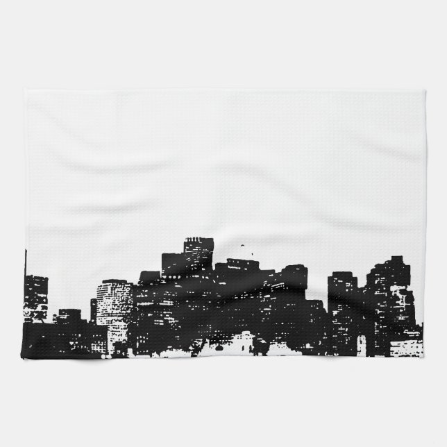 Black White Pop Art New York City Towel (Horizontal)
