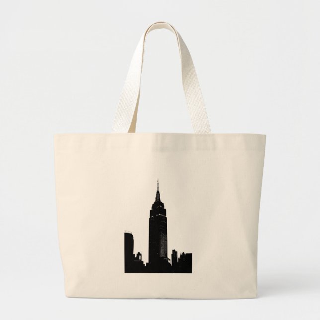 Black & White Pop Art New York Large Tote Bag (Front)