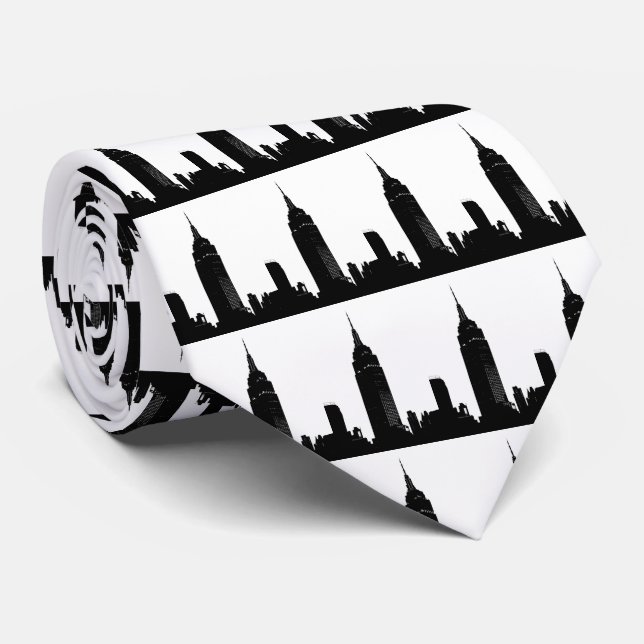 Black & White Pop Art New York Neck Tie (Rolled)