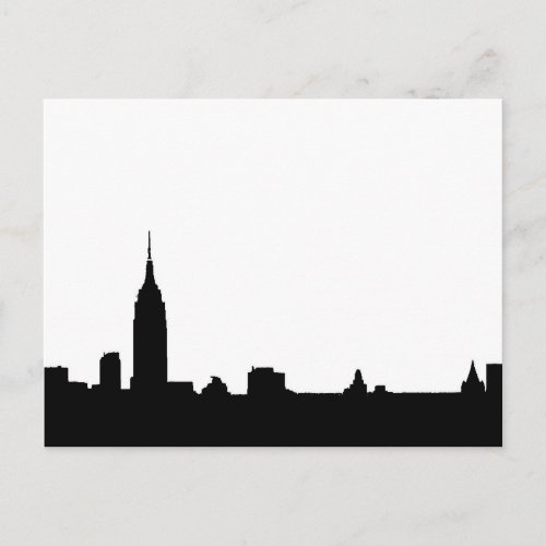 Black White Pop Art New York Silhouette Postcard