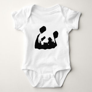 Black White Pop Art Panda Baby Bodysuit