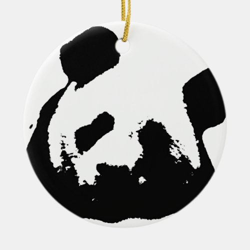 Black White Pop Art Panda Ceramic Ornament