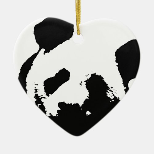 Black White Pop Art Panda Ceramic Ornament