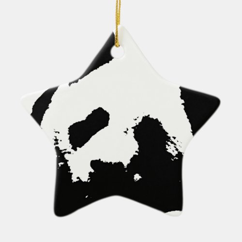 Black White Pop Art Panda Ceramic Ornament