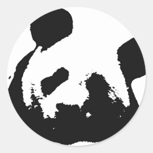 Black White Pop Art Panda Classic Round Sticker