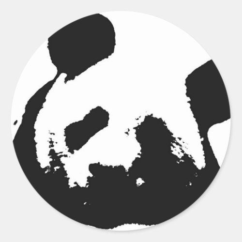 Black White Pop Art Panda Classic Round Sticker