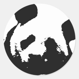 Black White Pop Art Panda Classic Round Sticker