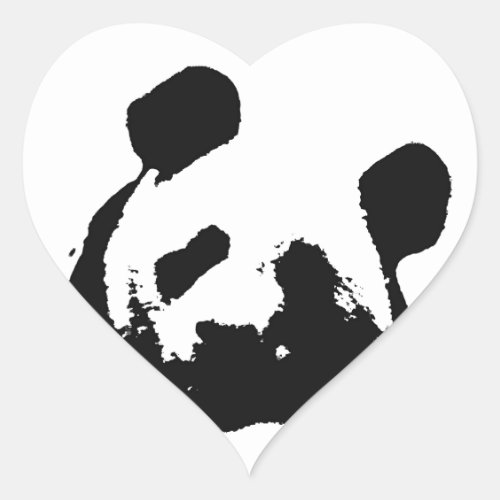 Black White Pop Art Panda Heart Sticker