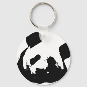Black White Pop Art Panda Keychain