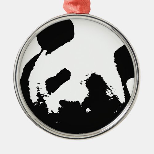 Black White Pop Art Panda Metal Ornament