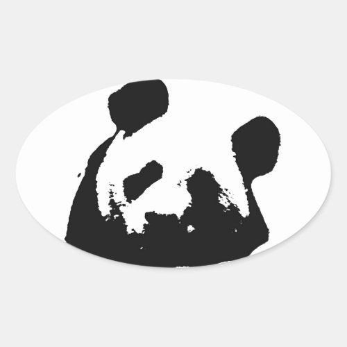 Black White Pop Art Panda Oval Sticker