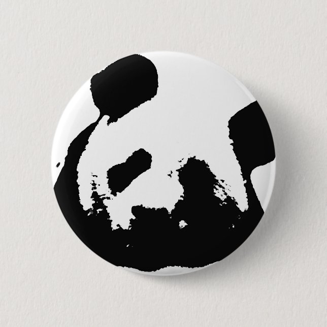 Black White Pop Art Panda Pinback Button (Front)