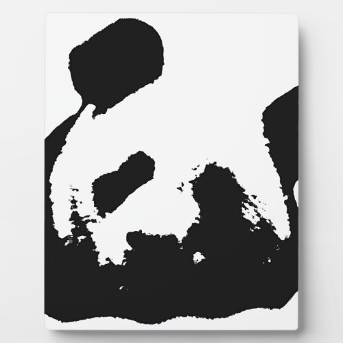 Black White Pop Art Panda Plaque