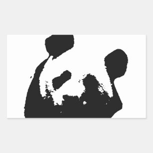 Black White Pop Art Panda Rectangular Sticker