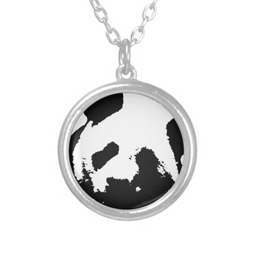 Black White Pop Art Panda Silver Plated Necklace
