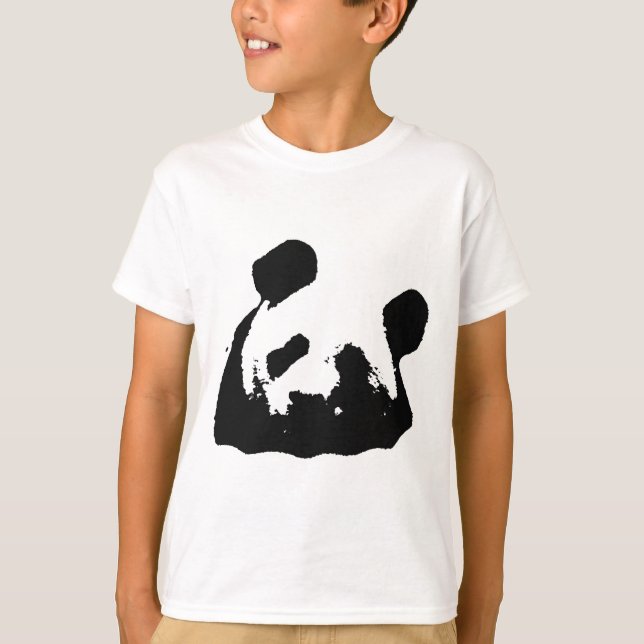 Black White Pop Art Panda T-Shirt (Front)