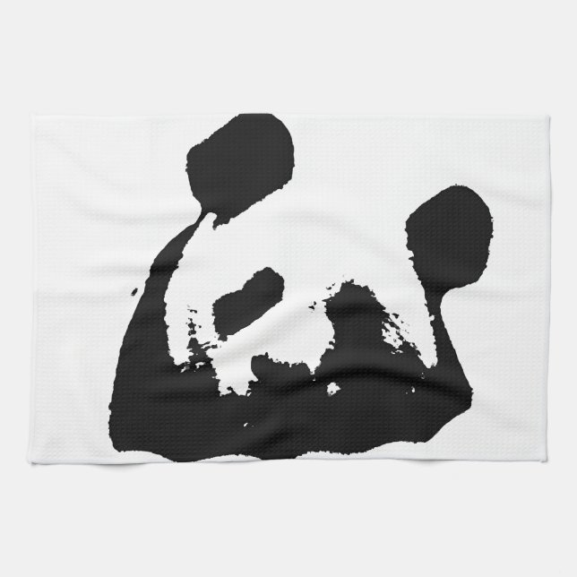 Black White Pop Art Panda Towel (Horizontal)