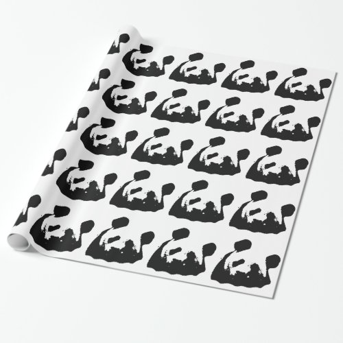 Black White Pop Art Panda Wrapping Paper