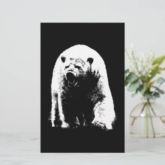 Black & White Pop Art Polar Bear (Standing Front)