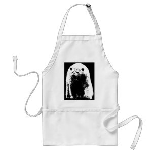 Black & White Pop Art Polar Bear Adult Apron