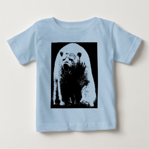 Black  White Pop Art Polar Bear Baby T_Shirt