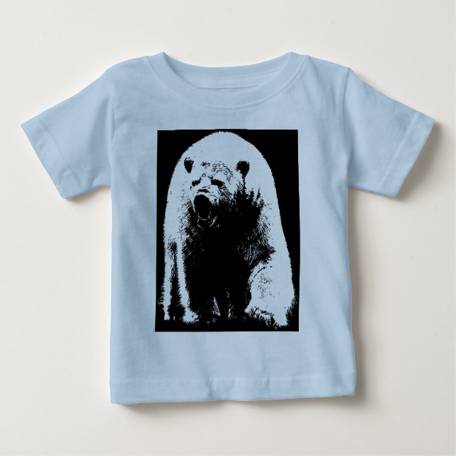 Black & White Pop Art Polar Bear Baby T-Shirt (Front)