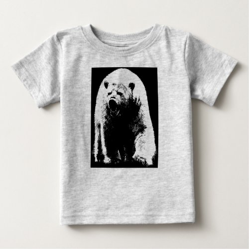 Black  White Pop Art Polar Bear Baby T_Shirt