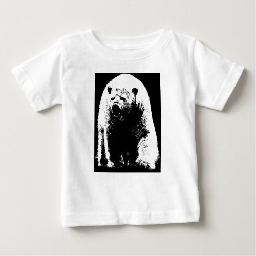 Black  White Pop Art Polar Bear Baby T_Shirt