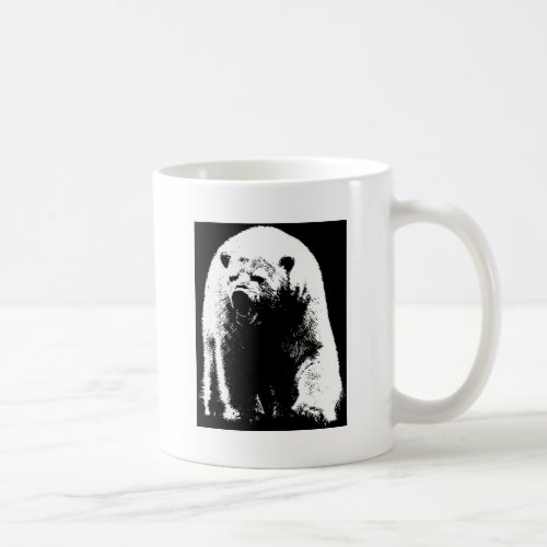 Black  White Pop Art Polar Bear Coffee Mug