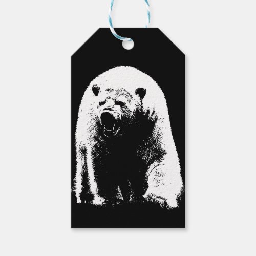 Black  White Pop Art Polar Bear Gift Tags