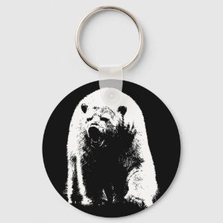 Black & White Pop Art Polar Bear Keychain