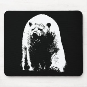 Black & White Pop Art Polar Bear Mouse Pad