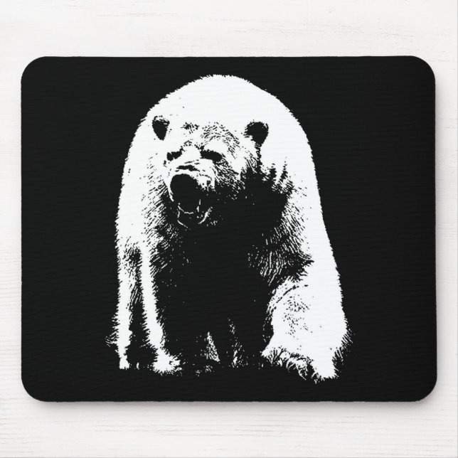 Black & White Pop Art Polar Bear Mouse Pad (Front)