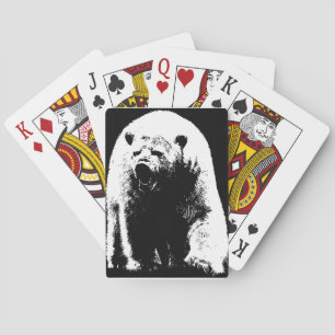 Black & White Pop Art Polar Bear Poker Cards
