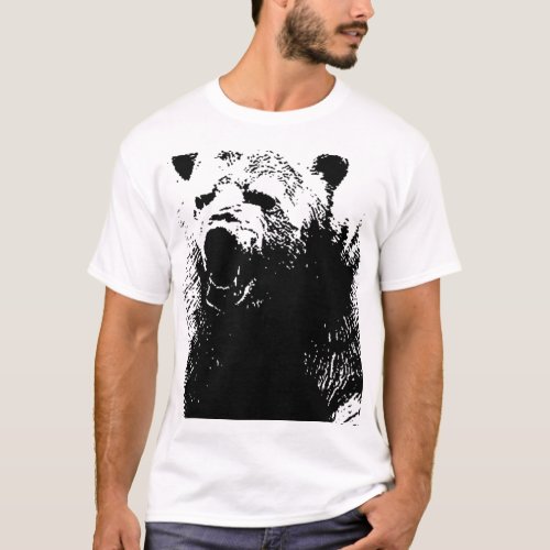 Black  White Pop Art Polar Bear T_Shirt