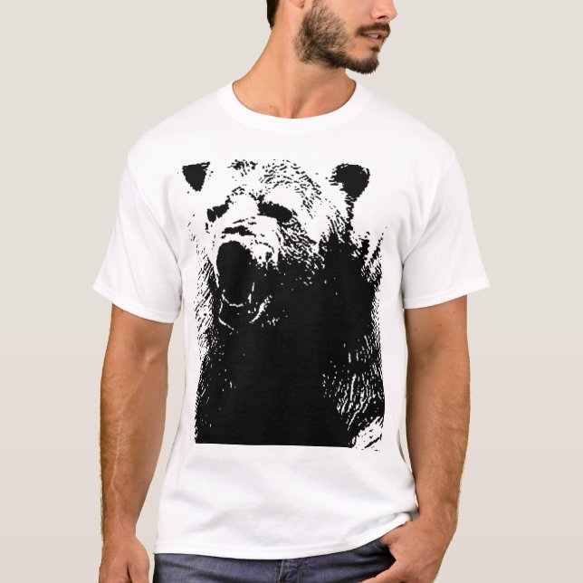 Black & White Pop Art Polar Bear T-Shirt (Front)