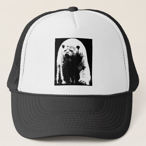 Black  White Pop Art Polar Bear Trucker Hat