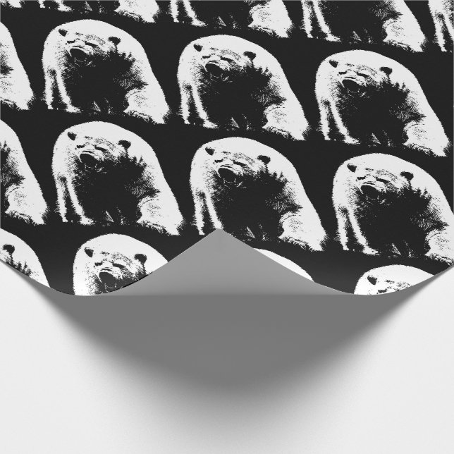 Black & White Pop Art Polar Bear Wrapping Paper (Corner)