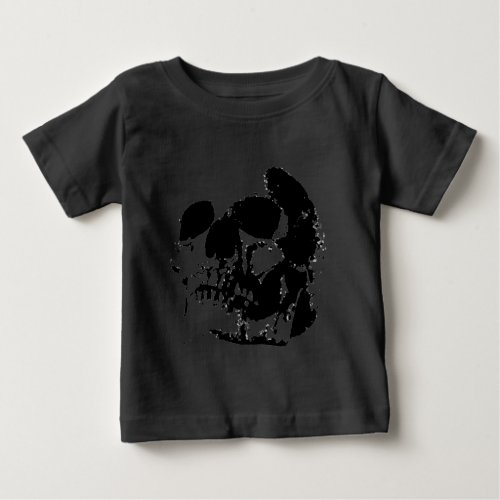 Black  White Pop Art Skull Baby T_Shirt