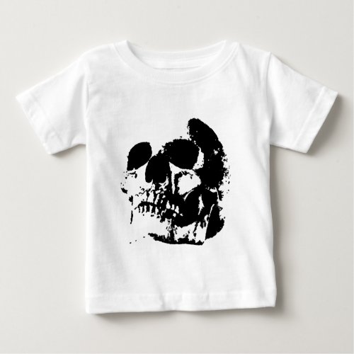 Black  White Pop Art Skull Baby T_Shirt