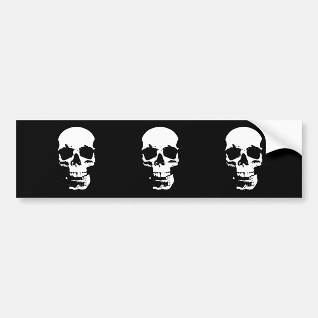 Black & White Pop Art Skull Bumper Sticker (Front)