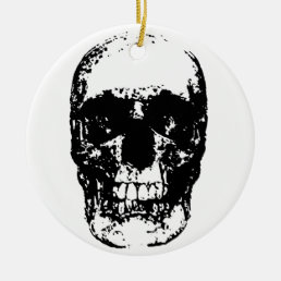 Black &amp; White Pop Art Skull Ceramic Ornament