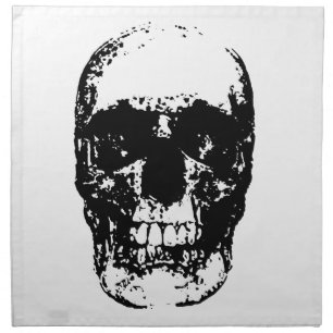 Black & White Pop Art Skull Cloth Napkin