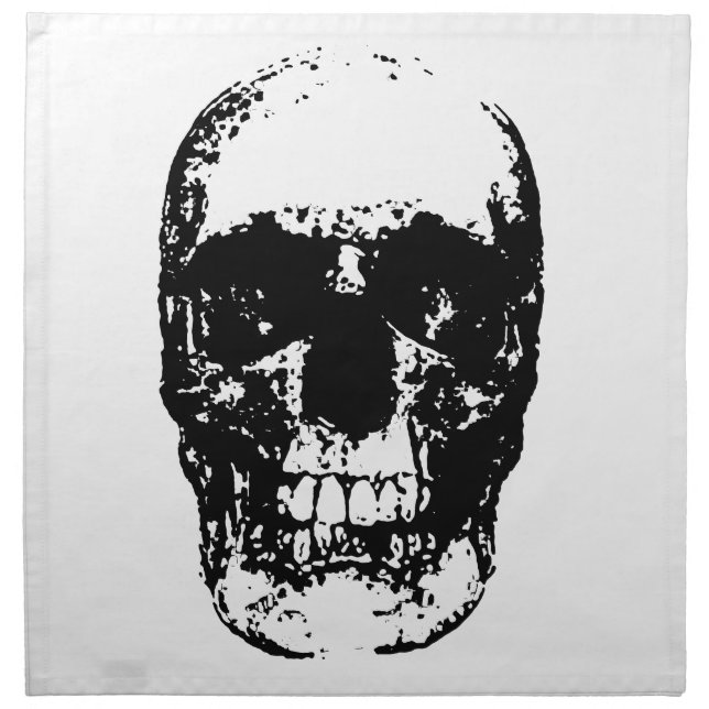 Black & White Pop Art Skull Cloth Napkin (Front)