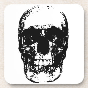 Black & White Pop Art Skull Coaster