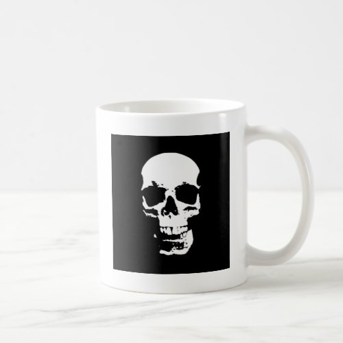 Black  White Pop Art Skull Coffee Mug